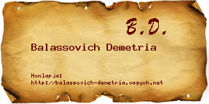 Balassovich Demetria névjegykártya